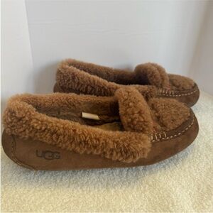 UGG Ansley chestnut braid hardwood slippers moccasin loafer women’s size 9